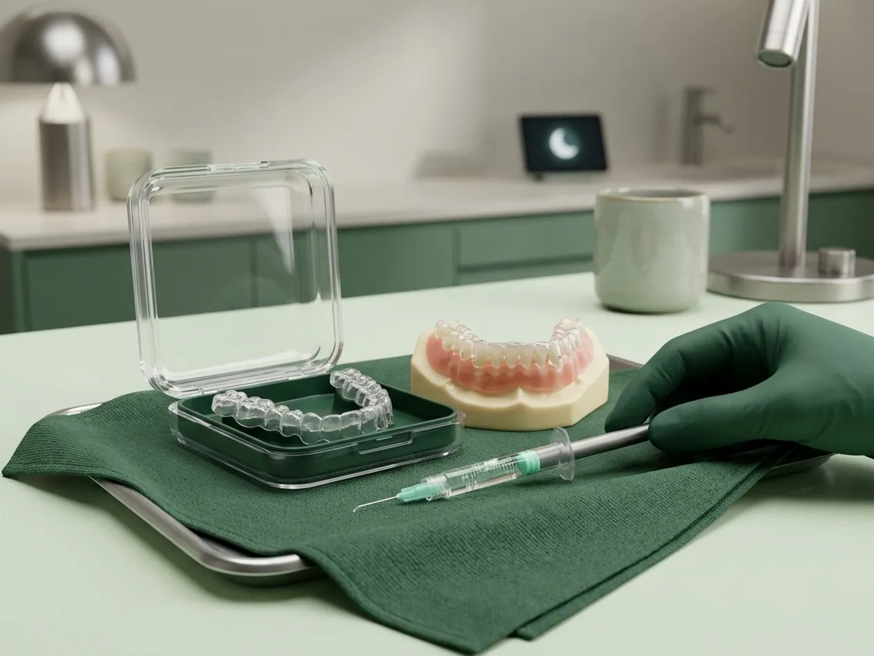 Render clinico dello sbiancamento domiciliare: la mascherina e il gel nella custodia