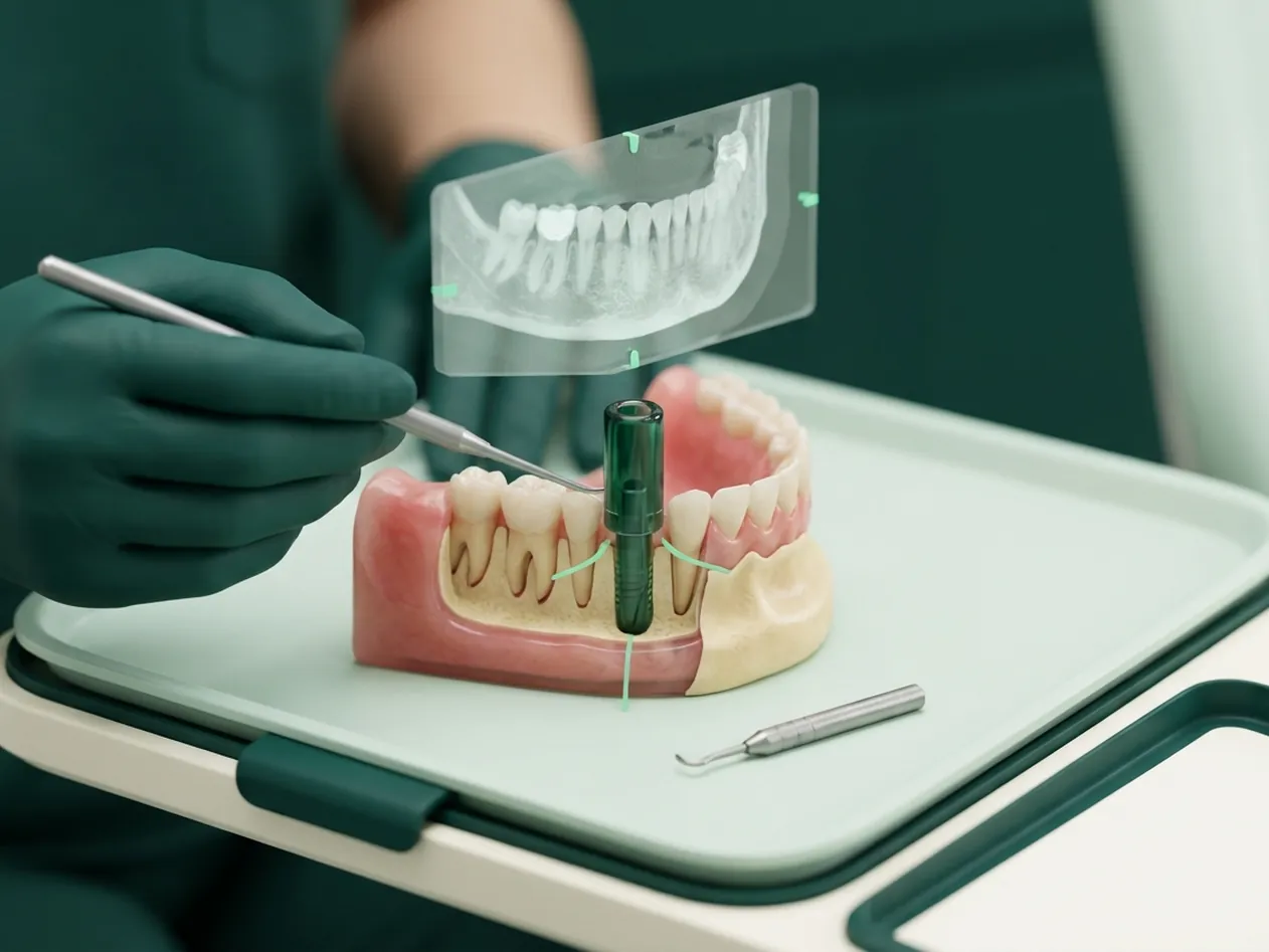 Render clinico della pianificazione dell'impianto: la posizione sulla TAC prima di operare