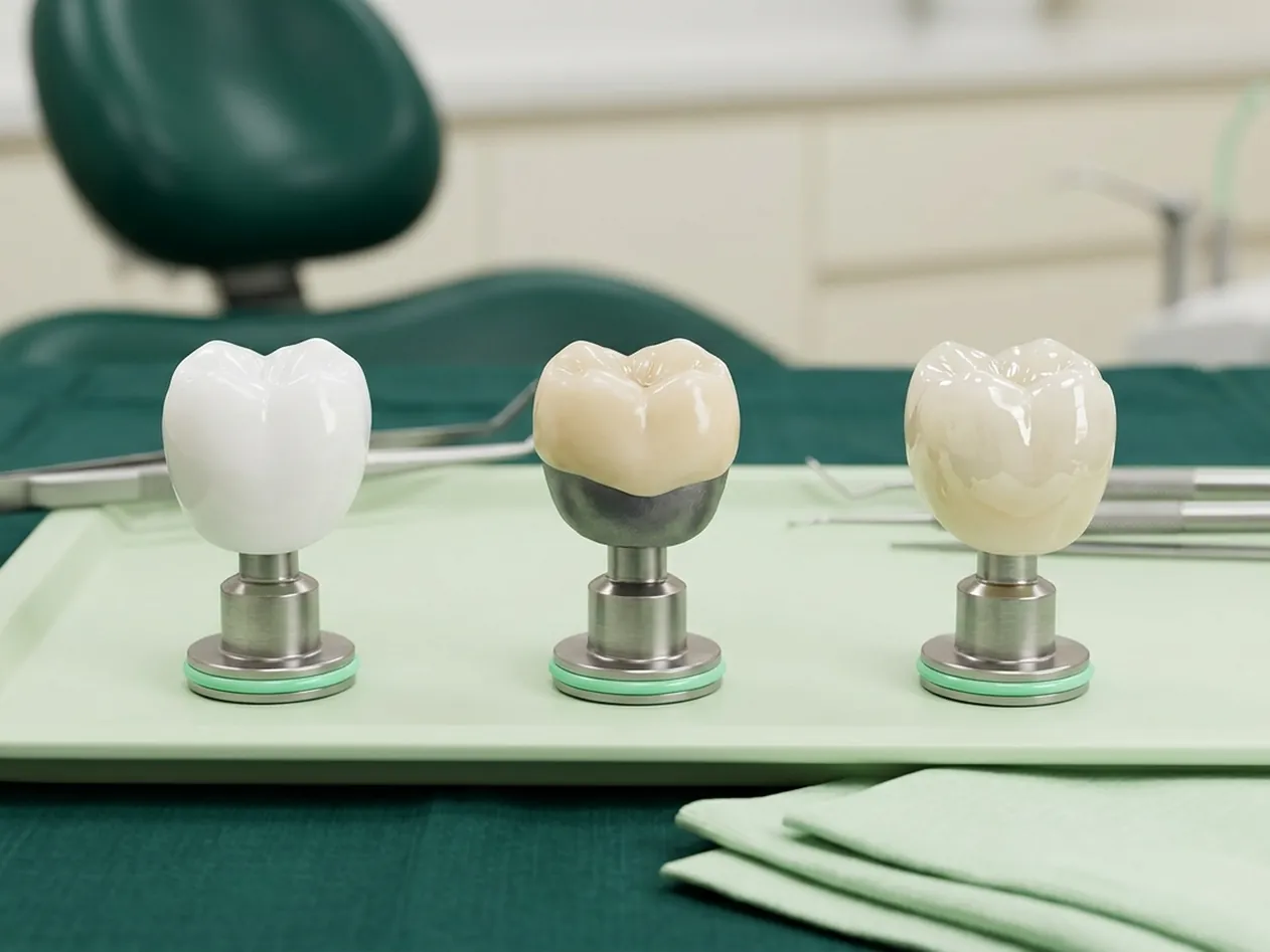 Render clinico dei materiali delle corone: metallo-ceramica, zirconia, disilicato