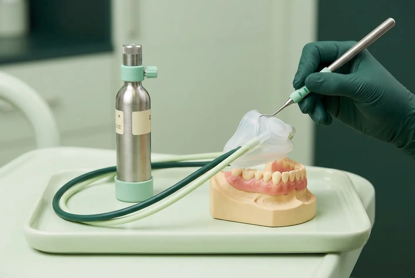 Render clinico della sedazione con protossido: la mascherina nasale e la bombola