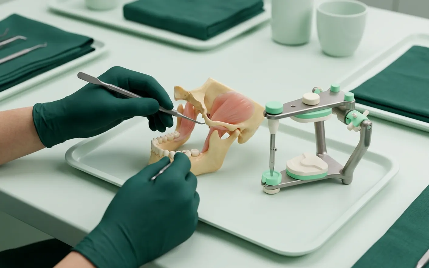 Render clinico della gnatologia: l'articolazione della mandibola e l'articolatore